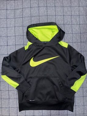 Nike size small kids boys hoodie dri-fit neon yellow/green and black